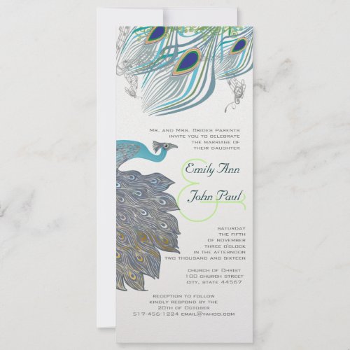 Peacock Vintage 3 Feathers Invitation