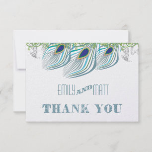 Peacock Vintage 3 Feathers Thank You Card