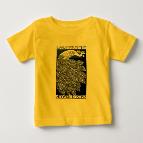 Peacock Vintage Blue Art Nouveau Art Baby T_Shirt