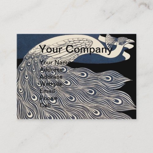 Peacock Vintage Blue Art Nouveau Art Business Card