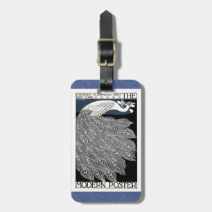 Peacock Vintage Blue Art Nouveau Art Luggage Tag