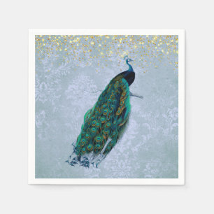 Peacock Vintage Gold Confetti Glam Napkins