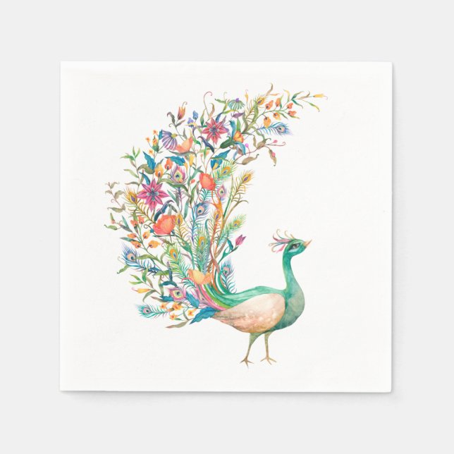 Peacock  Vintage Illustration Napkins (Front)