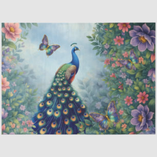 Peacock Vintage Inspired Tropical Florals Tissue Paper