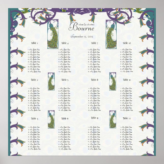 Peacock Vintage Love Birds Poster (Front)