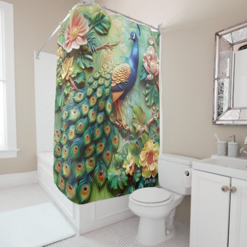 peacock vintage Shower Curtain