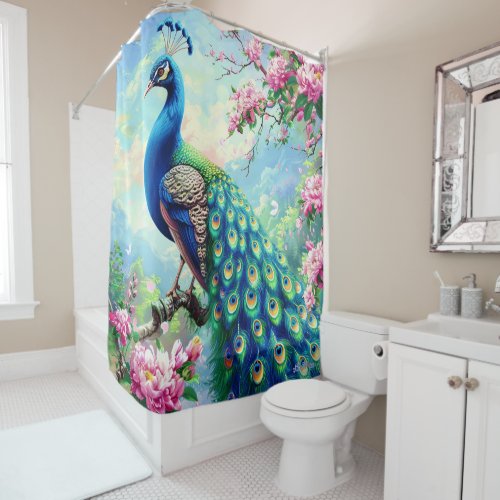 peacock vintage Shower Curtain