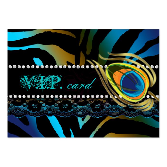 Peacock VIP Card Lace Zebra Blue Gold Business Card