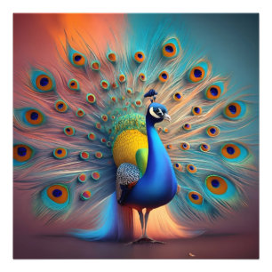 Peacock wall paper photo print