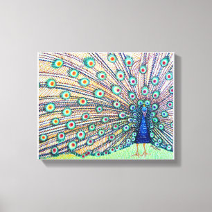 Peacock Watercolor Canvas Print