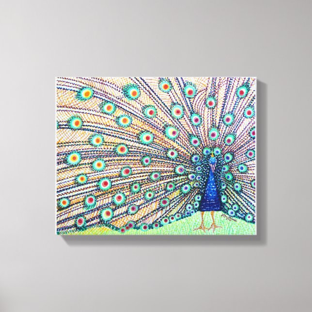 Peacock Watercolor Canvas Print (Front)