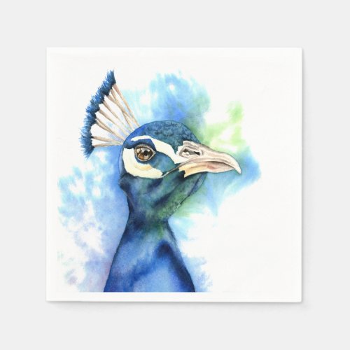 Peacock Watercolor Painting Napkins