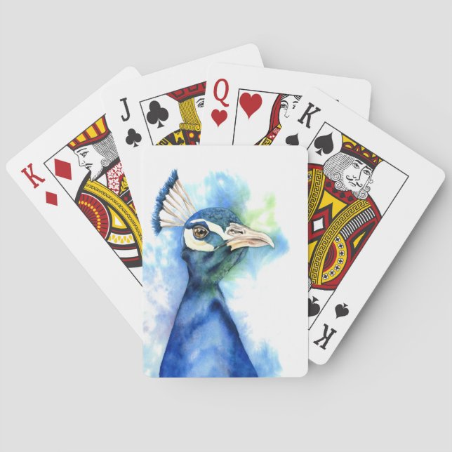 Peacock Watercolor Painting Poker Cards (Back)
