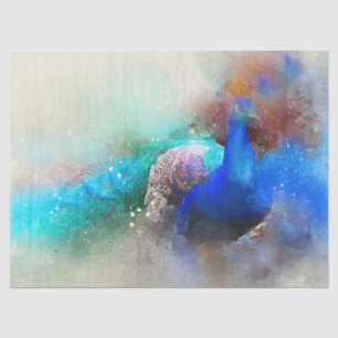 Peacock Watercolor Wall Art Decoupage Tissue Paper