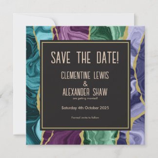 Peacock Watercolour Agate V1 (13 x 13cm) Save The Date