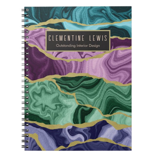 Peacock Watercolour Agate V2 Customizable Notebook (Front)
