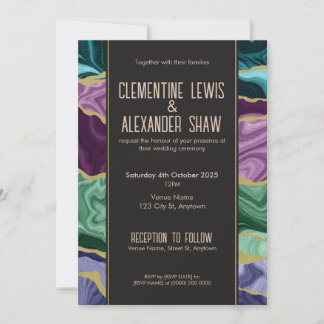 Peacock Watercolour Agate (v2) Invitation