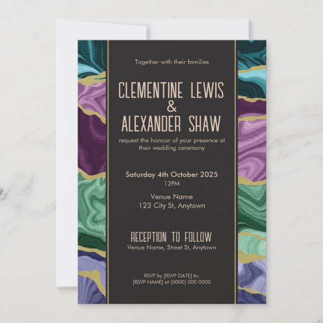 Peacock Watercolour Agate (v2) Invitation (Front)