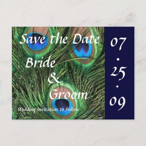 Peacock Wedding Announcement Postcard