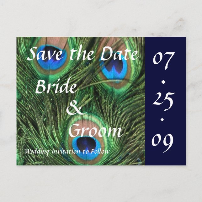 Peacock Wedding Announcement Postcard (Front)