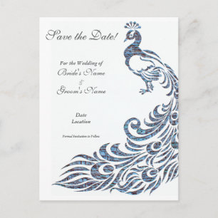 Peacock Wedding Announcement Postcard