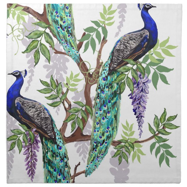 Peacock Wedding Cloth Napkin (Front)