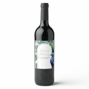 Peacock Wedding Custom Wine Bottle Labels
