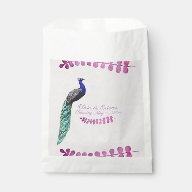 Peacock Wedding Favor Bag (Front)