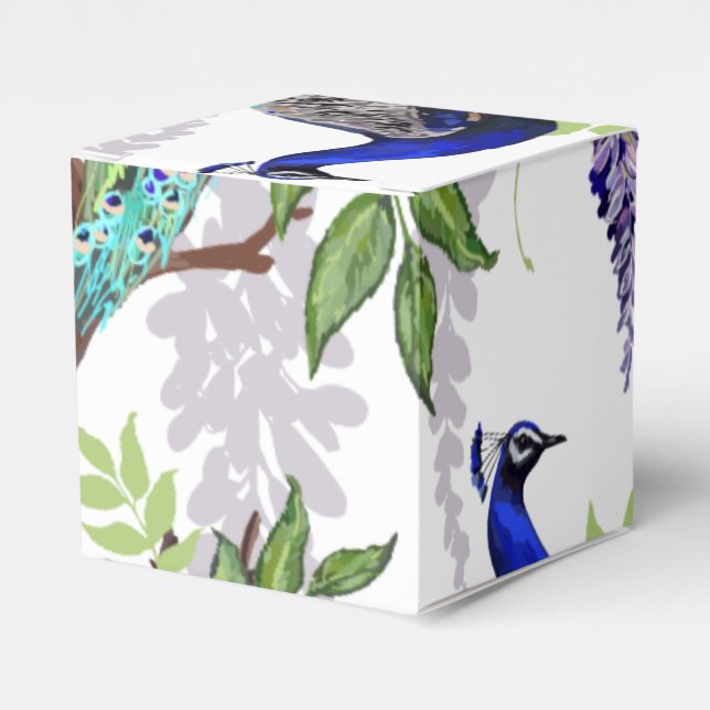 Peacock Wedding Favor Boxes (Front Side)
