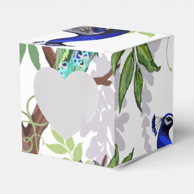 Peacock Wedding Favor Boxes (Front Side)