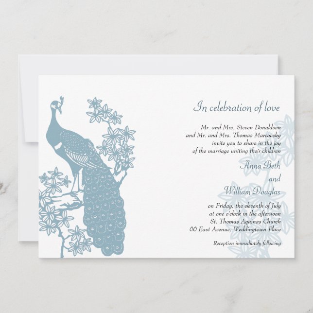 Peacock Wedding Invitation (Front)