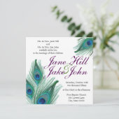 Peacock Wedding Invitation (Standing Front)
