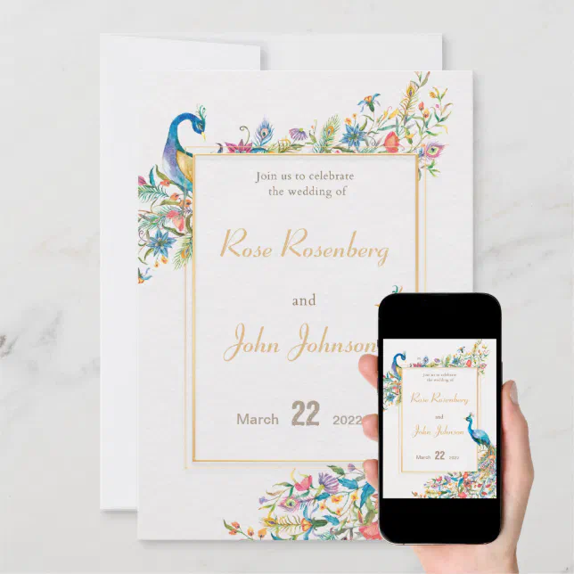 Peacock Wedding Invitation Zazzle