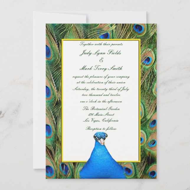 Peacock Wedding Invitation (Front)