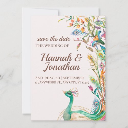 peacock wedding invitation 