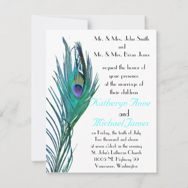 Peacock Wedding Invitation #2 (Front)