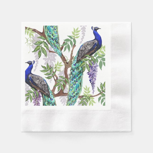 Peacock Wedding Napkins (Front)