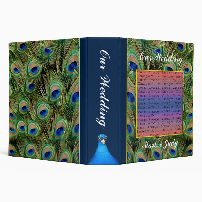 Peacock Wedding Photo Album/Guest Book 3 Ring Binder (Background)
