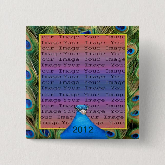 Peacock Wedding Photo Button (Front)