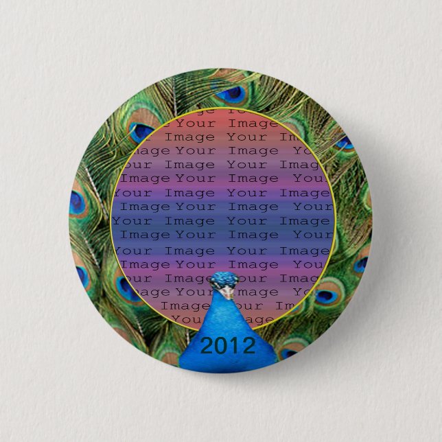 Peacock Wedding Photo Button (Front)