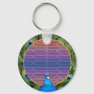 Peacock Wedding Photo Key Chain