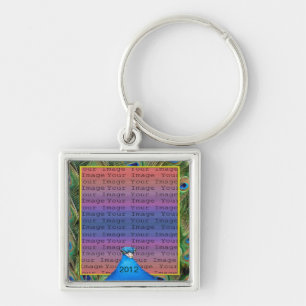 Peacock Wedding Photo Key Chain