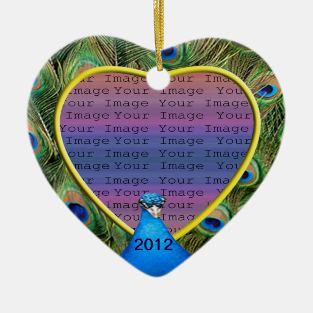 Peacock Wedding Photo Ornament (Front)
