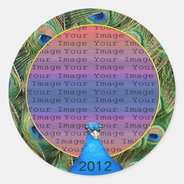 Peacock Wedding Photo Stickers (Front)