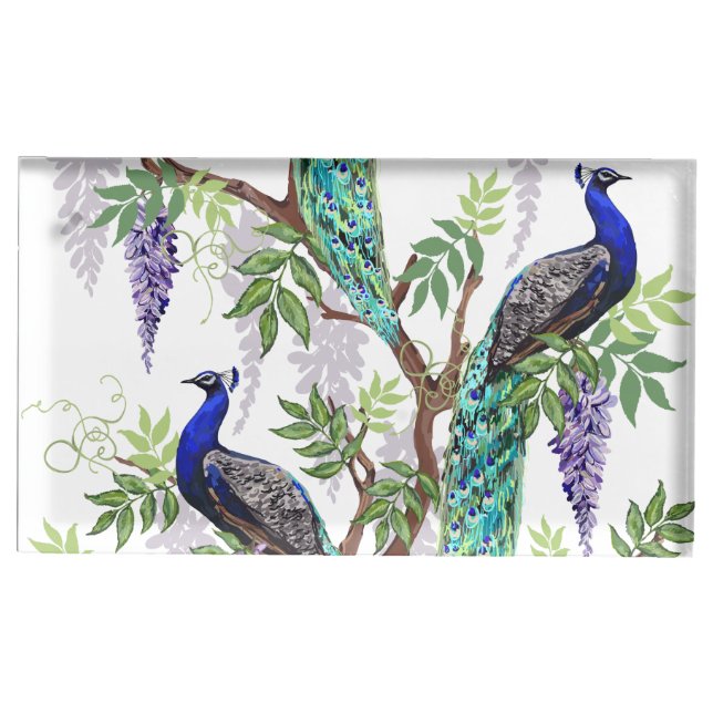 Peacock Wedding Place Card Holder (Front)