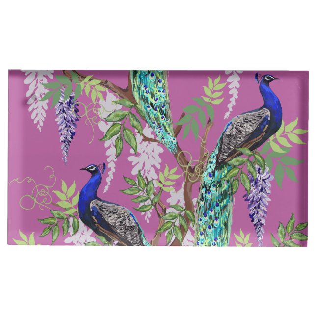 Peacock Wedding Place Card Holder (Front)