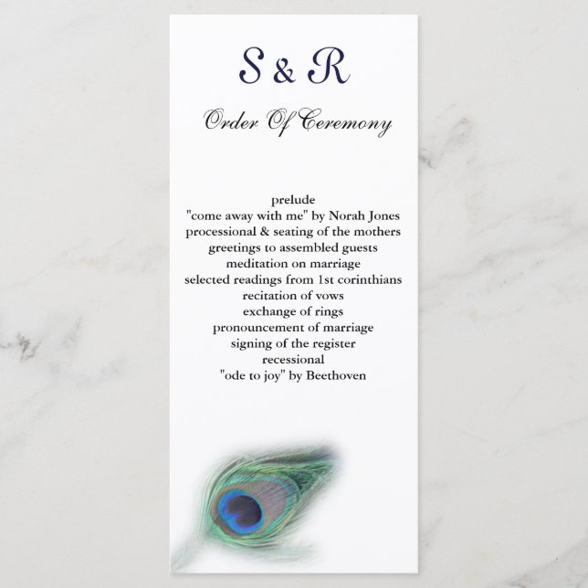 peacock Wedding program (Front)