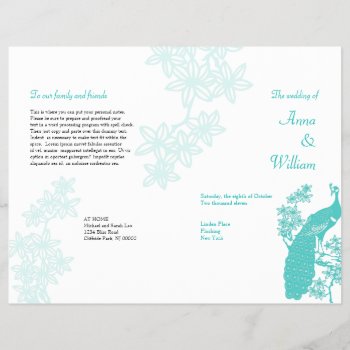 Peacock Wedding Program Flyer by starstreamdesign at Zazzle