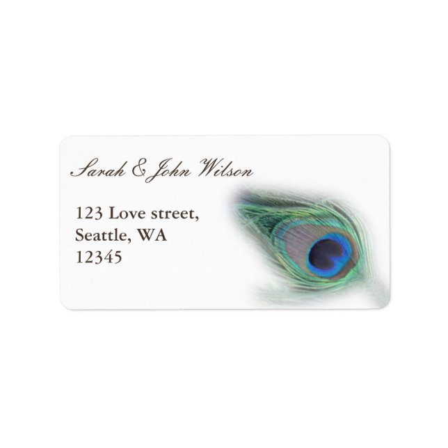 peacock wedding ,return address label (Front)