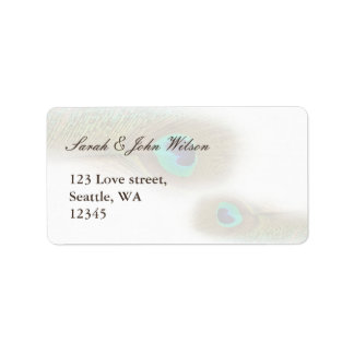 peacock wedding ,return address label